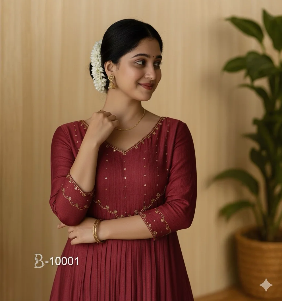 Maroon Badri Silk Kurta with delicate Gold Zari Work and Slub Cotton Straight Fit Pant with dupatta (3 piece)