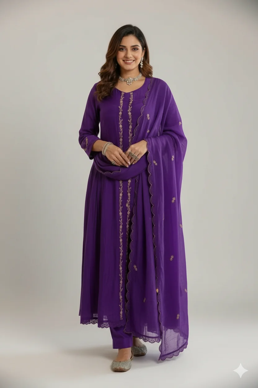 Ivory Mul Chanderi Salwar with Gold Sequin Yoke