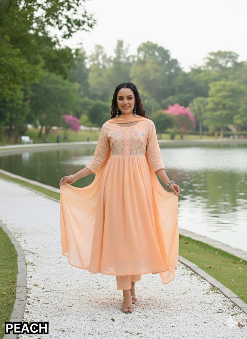 Peach Color Mul Cotton 3 Piece Set