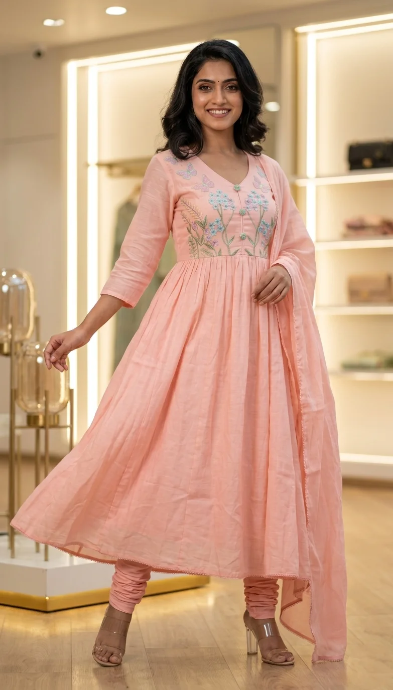 Peach Color Mul Cotton 3 Piece Set