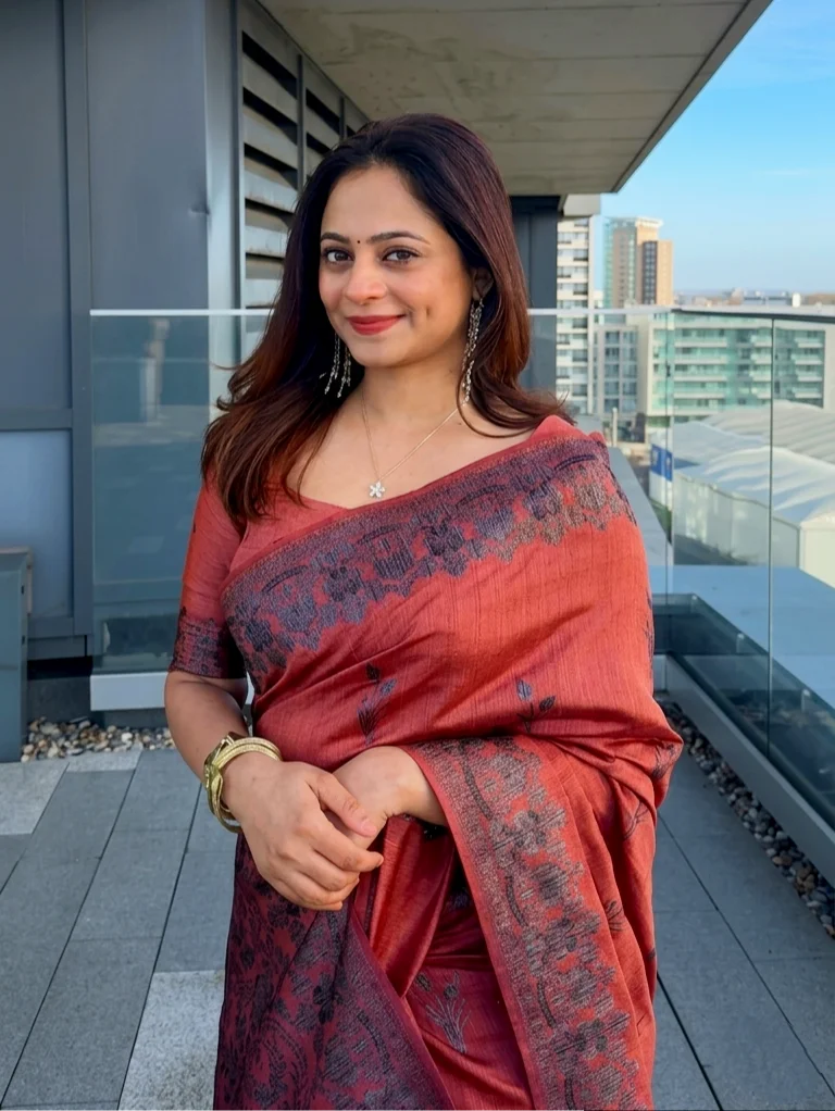 Mauve Georgette Saree with Intricate Silver Floral Border and Matching Blouse