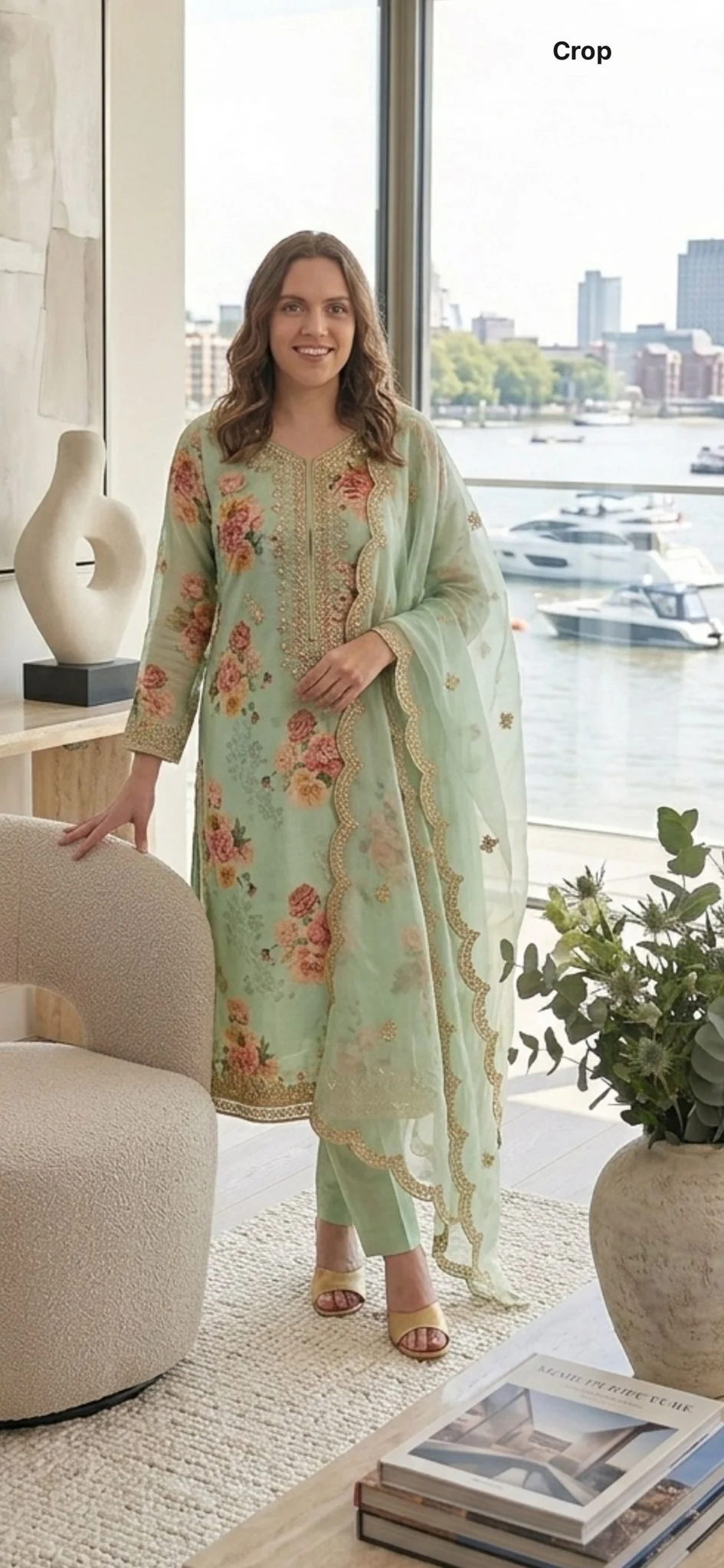 Pastal Pistha Green Embroidered Salwar Suit