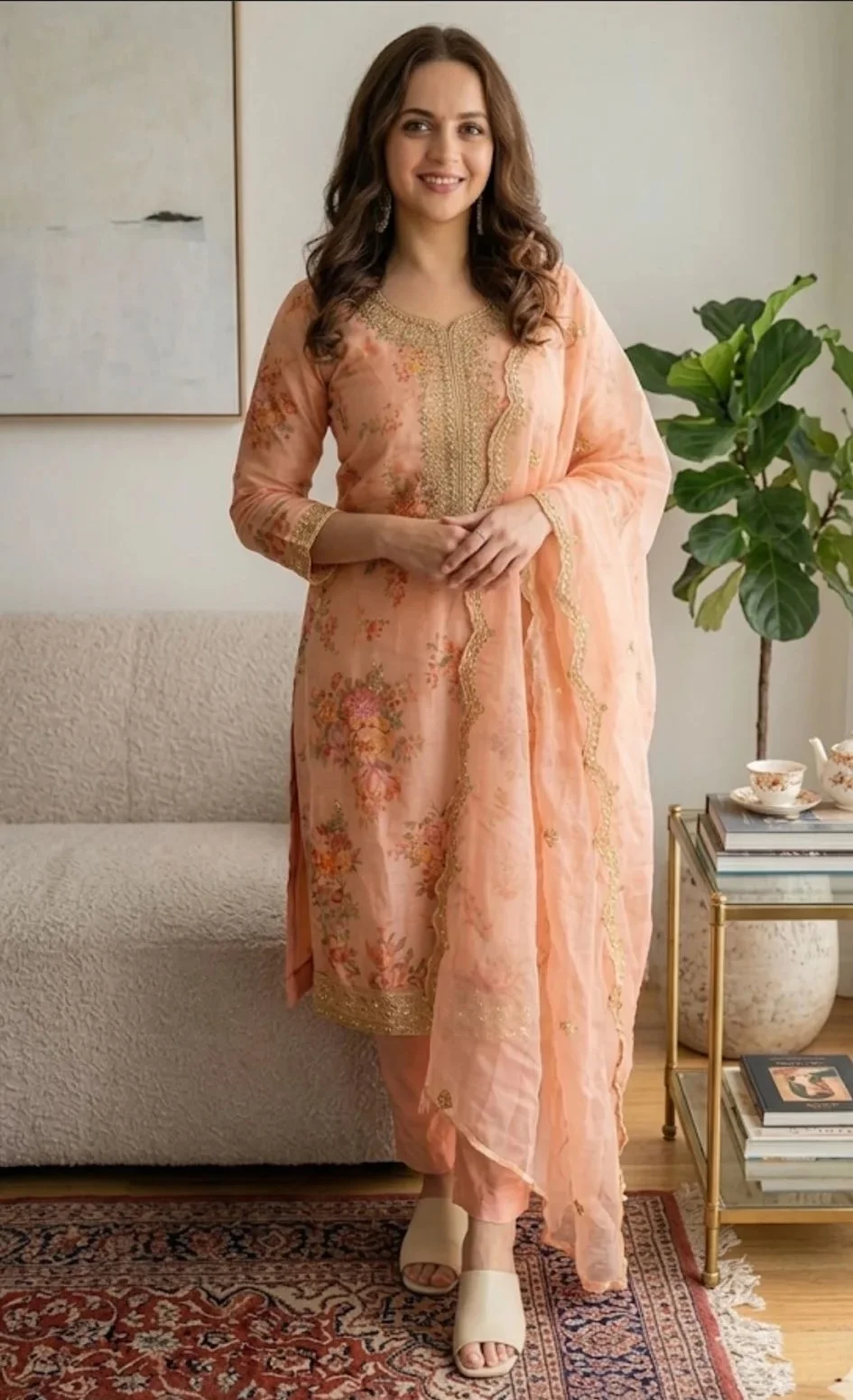 Pastal Peach Embroidered Salwar Suit