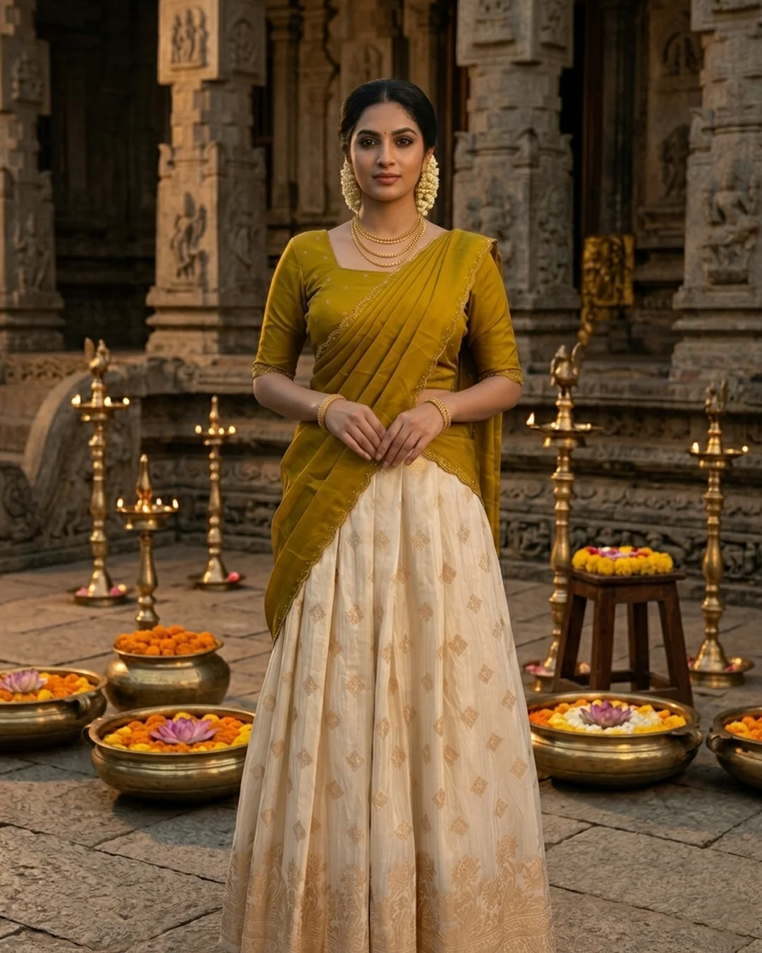 Olive Green Chanderi Silk