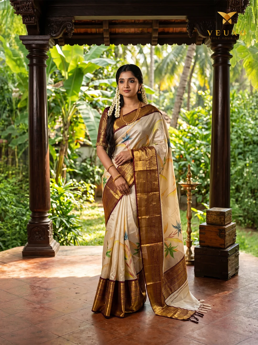 Semi Kathan silk saree with stitched blouse