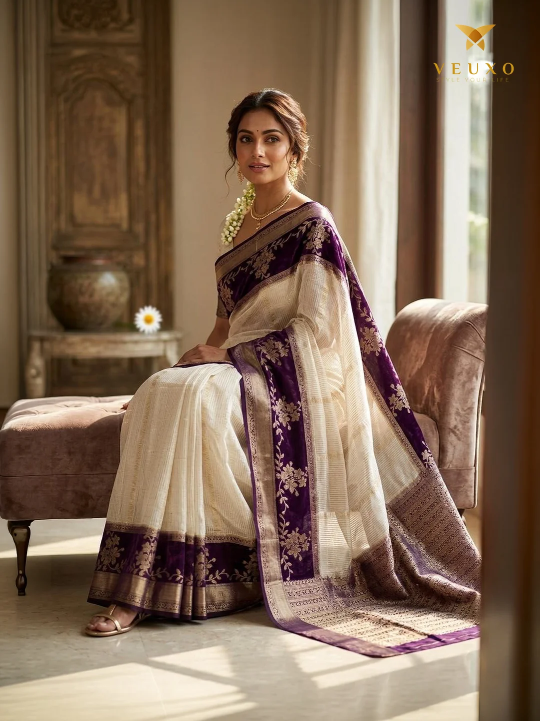 Semi Kathan silk saree with stitched blouse