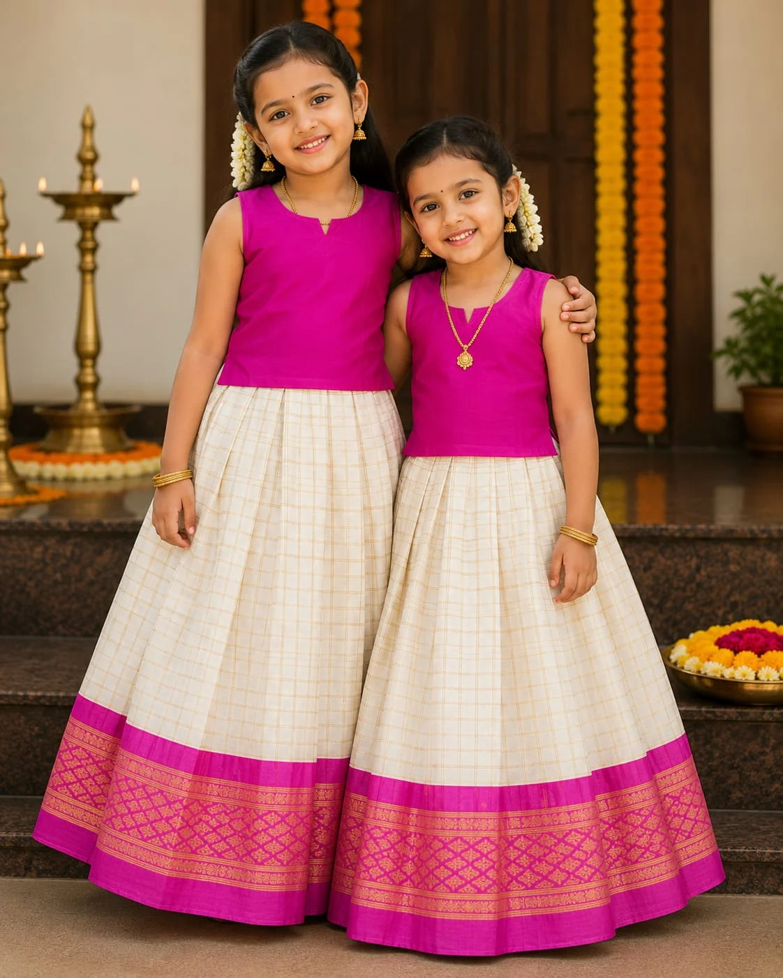Elegant kids Pattupavada set