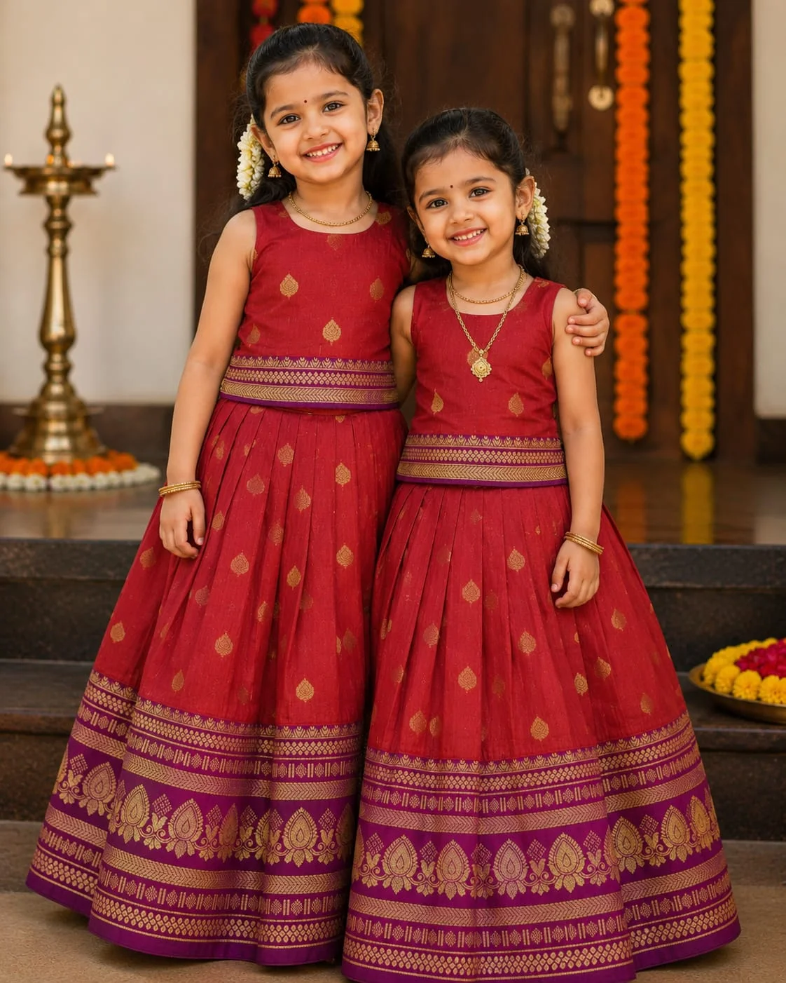 Elegant kids Pattupavada set