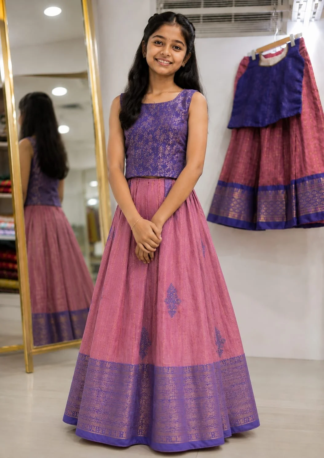 Elegant kids pattupavada set